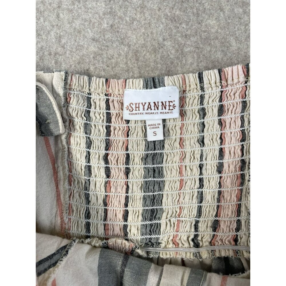 Shyanne Womens Sm Western Sundress Mini Linen Adjustable Straps Button Down - Picture 7 of 16